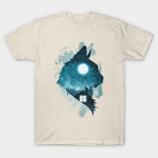 Cat With Moon, Night Spirit T-Shirt